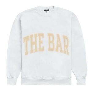 The Bar White Crewneck Sweater with Beige Accents
